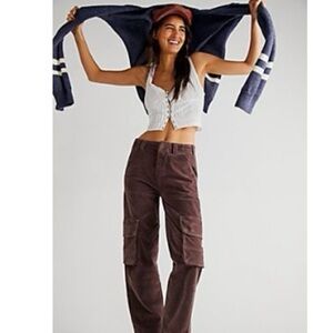 Brown Cargo suede Pants